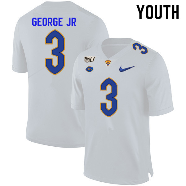 2019 Youth #3 Jeff George Jr. Pitt Panthers College Football Jerseys Sale-White